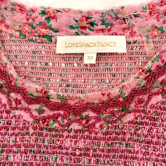 LoveShackFancy smocked pink mini dress